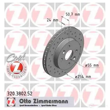 Тормозной диск ZIMMERMANN 906215 320380252 8F HXGK