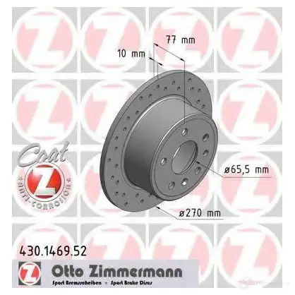 Тормозной диск ZIMMERMANN 1423291549 B 92YF 430146952