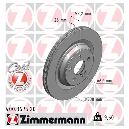 Тормозной диск ZIMMERMANN 400367520 906567 P VNDG4