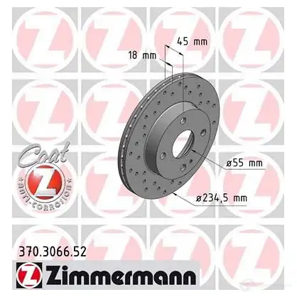 Тормозной диск ZIMMERMANN 906259 R4 LQQ 370306652 изображение 0