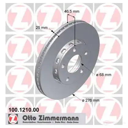 Тормозной диск ZIMMERMANN T R110 100121000 903873