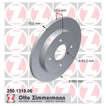 Тормозной диск ZIMMERMANN PESD8 73 250131900 905774 изображение 0