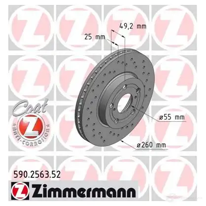 Тормозной диск ZIMMERMANN X1UW Y3H 907253 590256352 изображение 0