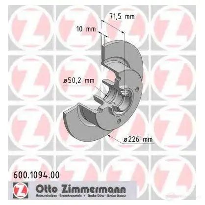 Тормозной диск ZIMMERMANN 907372 600109400 QFH6 SZE изображение 0
