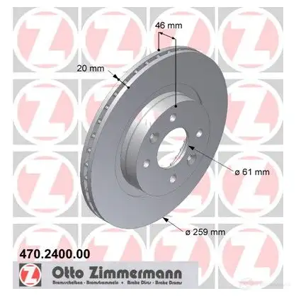 Тормозной диск ZIMMERMANN 907070 2 W336 470240000 изображение 0