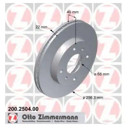 Тормозной диск ZIMMERMANN 95UC Y 200250400 1423291511