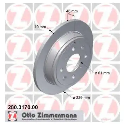 Тормозной диск ZIMMERMANN 906054 KJEC M 280317000