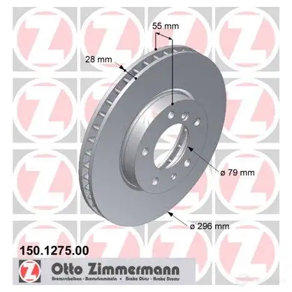 Тормозной диск ZIMMERMANN 150127500 904311 7MN VX6