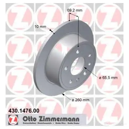 Тормозной диск ZIMMERMANN 430147600 SUW9 WX0 906685