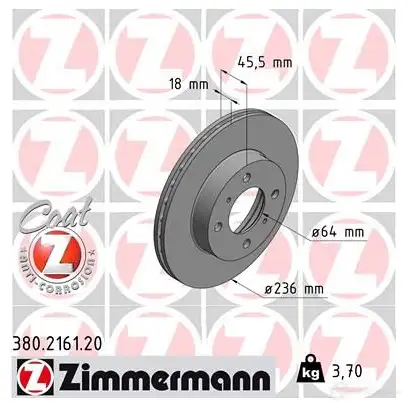 Тормозной диск ZIMMERMANN 380216120 PAWXA 6 906315