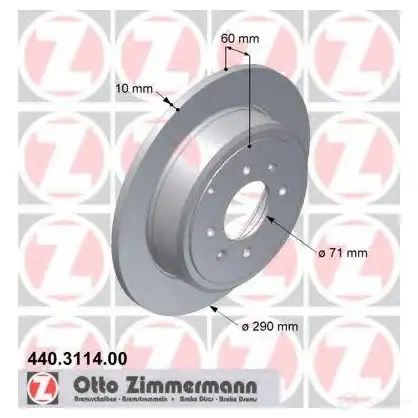 Тормозной диск ZIMMERMANN 440311400 906906 SY0 A72 изображение 0