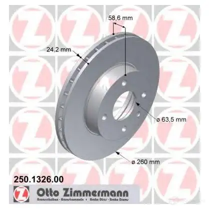 Тормозной диск ZIMMERMANN 1423291526 GQX N9 250132600
