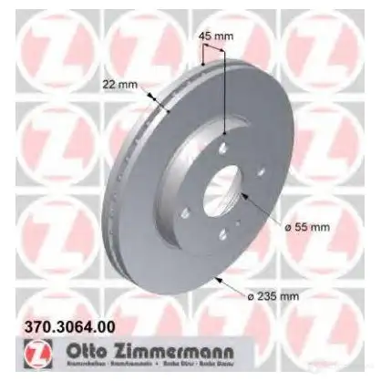Тормозной диск ZIMMERMANN 906255 370306400 R8ES5Y J