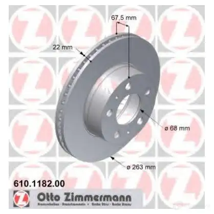 Тормозной диск ZIMMERMANN 610118200 P 6LIFU 907548 изображение 0