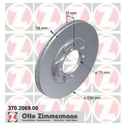 Тормозной диск ZIMMERMANN 906242 370206900 9 C5XX