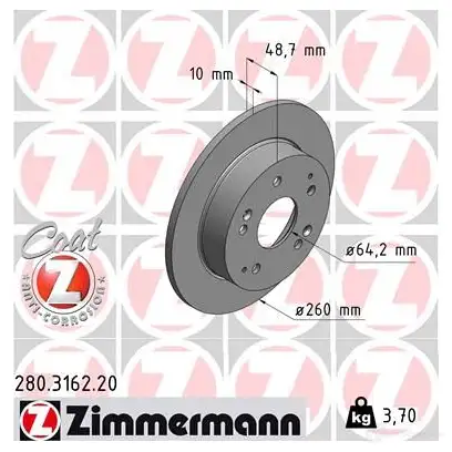 Тормозной диск ZIMMERMANN 280316220 Q4Q 37 1211189487