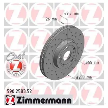 Тормозной диск ZIMMERMANN 590258352 907279 3 0MBX