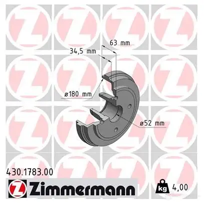 Тормозной барабан ZIMMERMANN 430178300 906729 Q IY62X изображение 0