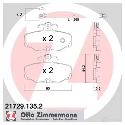 Тормозные колодки, комплект ZIMMERMANN 21729 904997 217291352 20 981 изображение 0