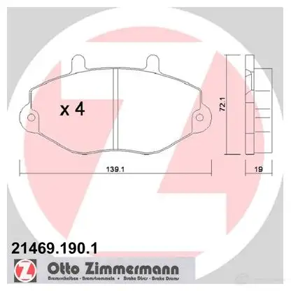 Тормозные колодки, комплект ZIMMERMANN 904933 214 69 214691901 OCAXIN5 изображение 0