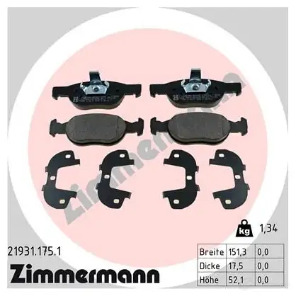 Тормозные колодки, комплект ZIMMERMANN 219311751 905042 21931 21 930