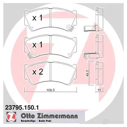 Тормозные колодки, комплект ZIMMERMANN 237 95 905434 237951501 23796