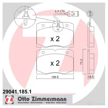 Тормозные колодки, комплект ZIMMERMANN 290411851 K647A 29 041 906168 изображение 0