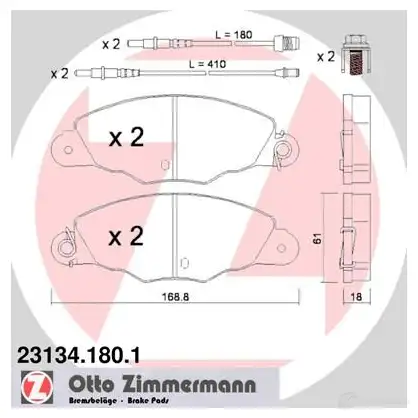 Тормозные колодки, комплект ZIMMERMANN 2 3135 231341801 23137 905190