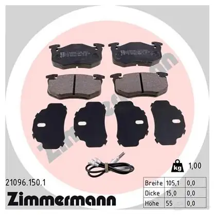 Тормозные колодки, комплект ZIMMERMANN 210961501 21096 2063 4 904880 изображение 0