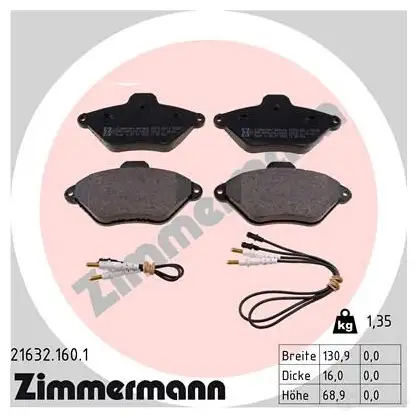 Тормозные колодки, комплект ZIMMERMANN 904971 88PKI 21 632 216321601