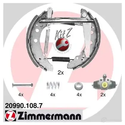 Тормозные колодки барабанные комплект ZIMMERMANN 209901087 904819 M TFHZ изображение 0