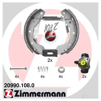 Тормозные колодки барабанные комплект ZIMMERMANN 209901080 CC 7FA8D 904815