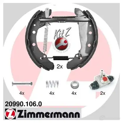 Тормозные колодки барабанные комплект ZIMMERMANN I IN6H4 904812 209901060 изображение 0