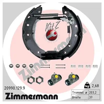 Тормозные колодки барабанные комплект ZIMMERMANN 904871 209901299 BO XN1 изображение 0