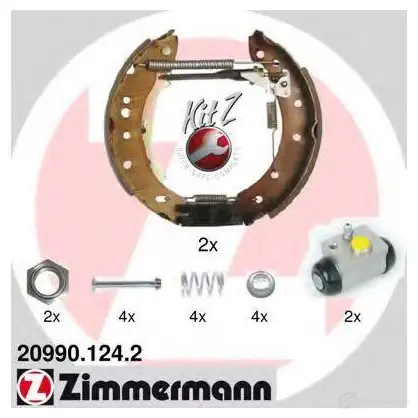 Барабанные тормозные колодки, комплект ZIMMERMANN 904852 209901242 11Z AJ изображение 0