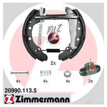 Тормозные колодки барабанные комплект ZIMMERMANN 1DPN8 0X 904828 209901135 изображение 0