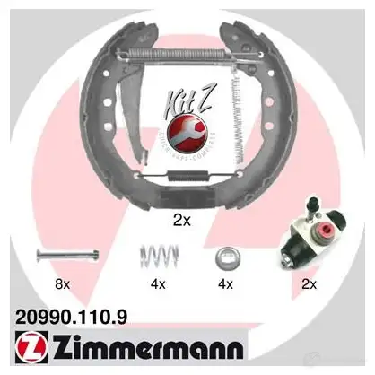 Тормозные колодки барабанные комплект ZIMMERMANN OR60 J 209901109 904823 изображение 0