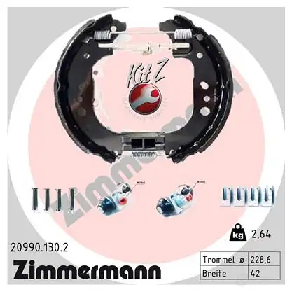 Тормозные колодки барабанные комплект ZIMMERMANN 209901302 1437870530 P8JNM A изображение 0