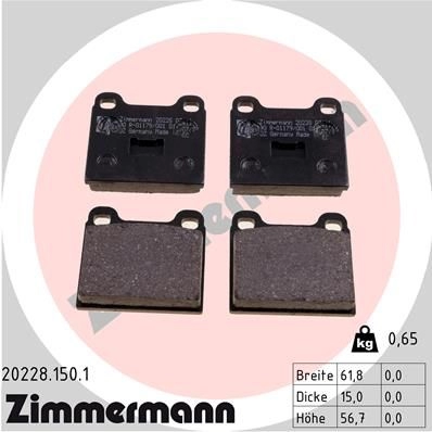 Тормозные колодки комплект ZIMMERMANN 904738 2022 8 202281501 2AVAHH