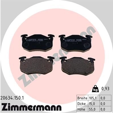 Тормозные колодки комплект ZIMMERMANN 2063 4 206341501 904755 ZC6FRTP