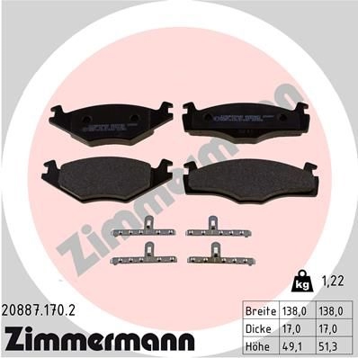 Тормозные колодки комплект ZIMMERMANN 20888 208871702 904776 2 0887