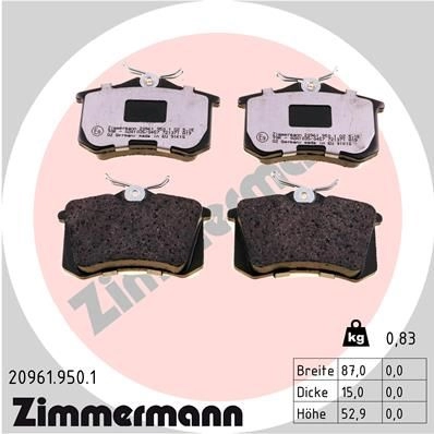 Тормозные колодки комплект ZIMMERMANN 209619501 1437873796 P7 SSNL изображение 0