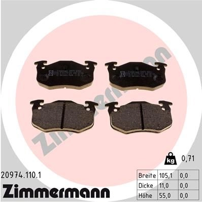 Тормозные колодки комплект ZIMMERMANN 904797 209741101 OJ6QIWR 209 74