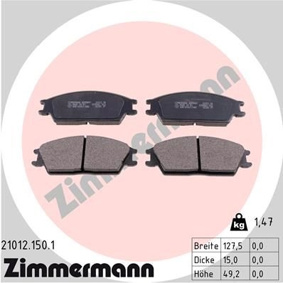 Тормозные колодки комплект ZIMMERMANN 0NH5HM 2 1012 904873 210121501