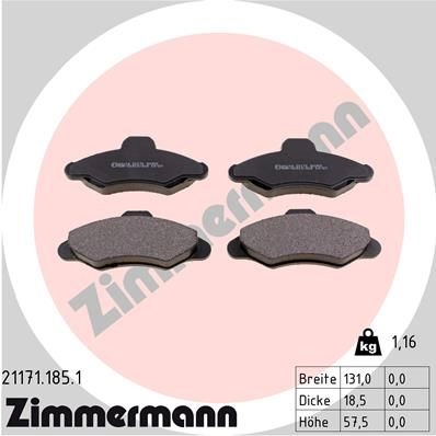 Тормозные колодки комплект ZIMMERMANN 21 171 S3SJK3 904889 211711851 изображение 0