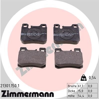 Тормозные колодки комплект ZIMMERMANN 2 1301 904906 213011501 WLWVQ изображение 0