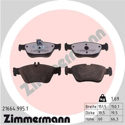 Тормозные колодки комплект ZIMMERMANN 1424850109 21795 2 1664 216649951
