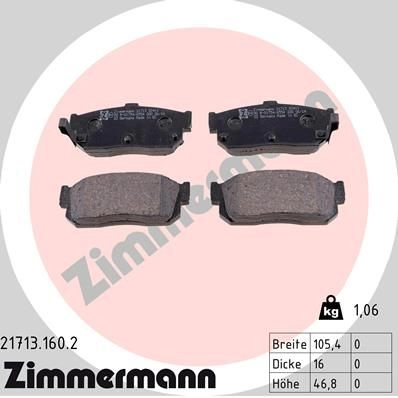 Тормозные колодки дисковые, комплект ZIMMERMANN 2171 3 21713.160.2 21714 904993