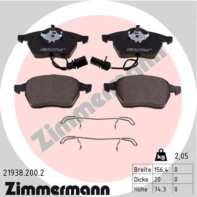 Тормозные колодки комплект ZIMMERMANN 905048 21938 206 76 219382002