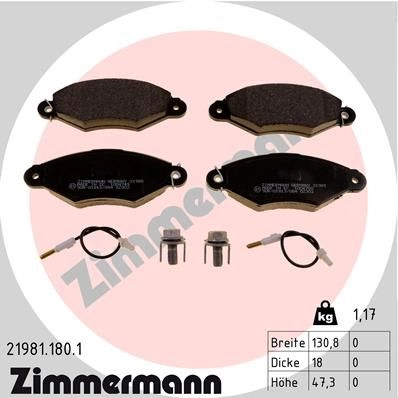Тормозные колодки комплект ZIMMERMANN 219811801 2 1980 905058 21981
